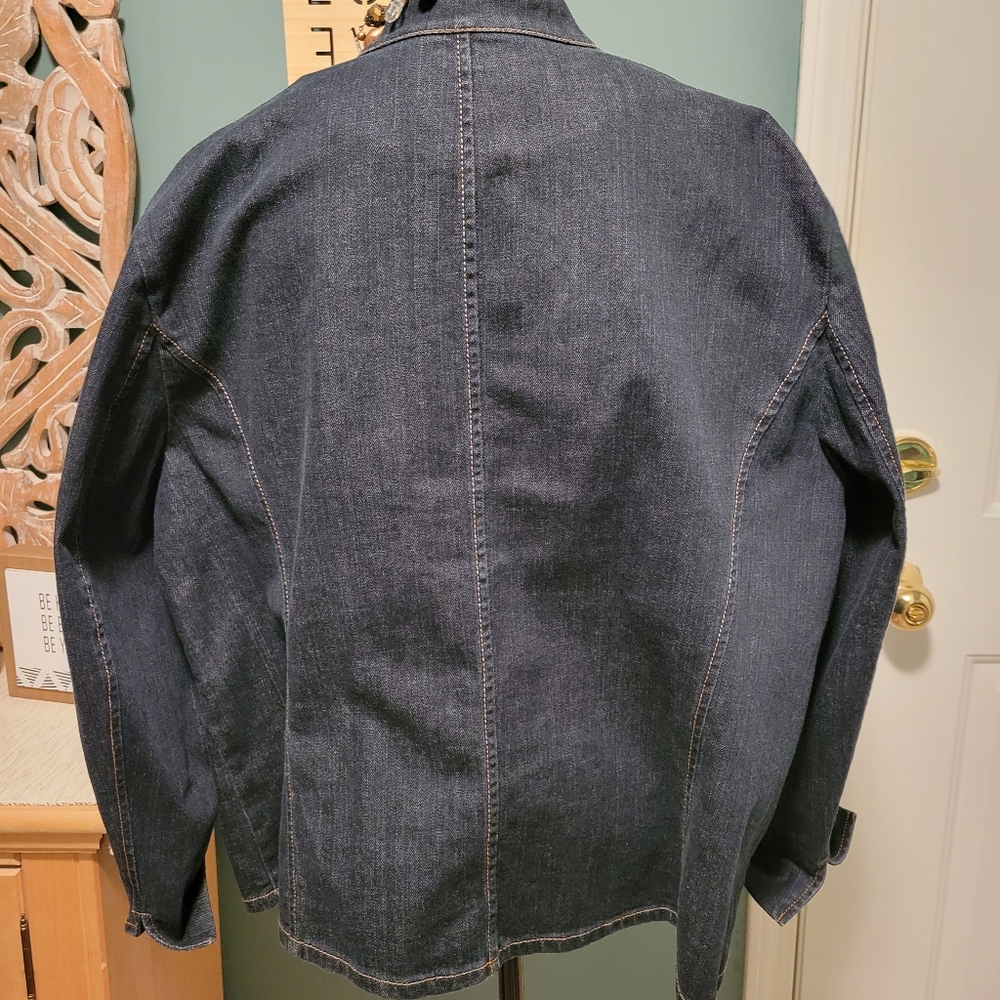 Liz Claiborne Jeans Denim Jacket – Petite 3X – Dark Blue – Button Front - Picture 5 of 14